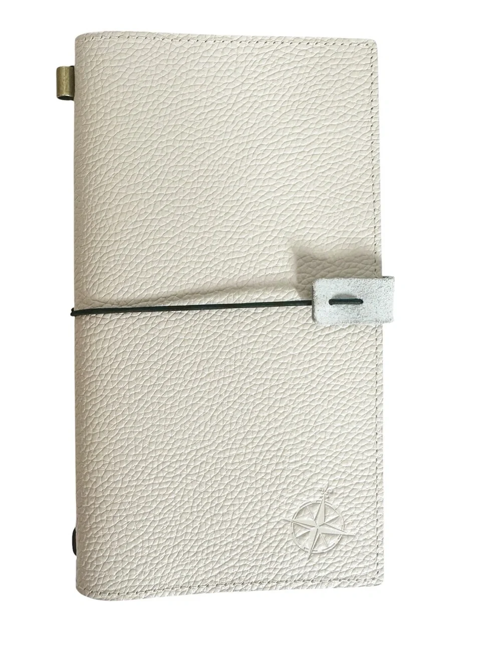 Wanderings Ivory Pebbled Leather Travelers Notebook Journal cover